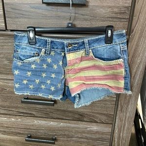 American Flag Denim Shorts